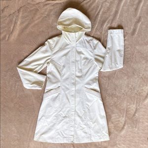 H&M Ivory Hooded Zipper Trench Coat M